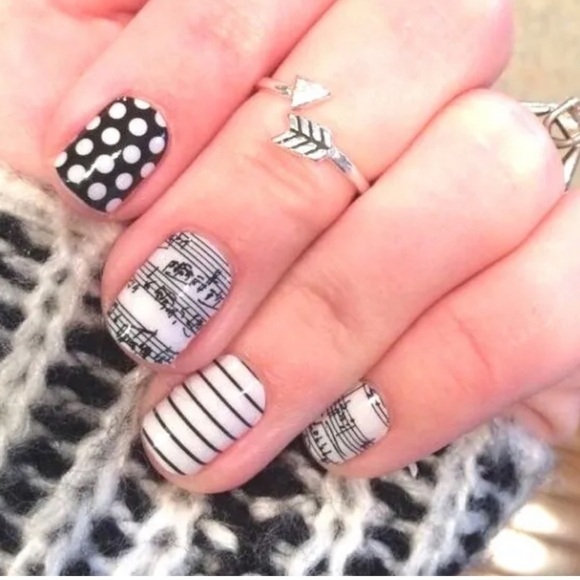 Jamberry White & Black Striped Nail Wraps - Country Club - Picture 12 of 13
